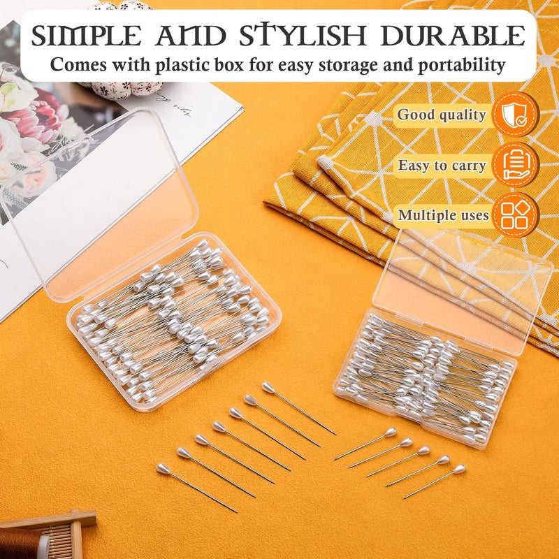 Kogyxe 200 Pcs Corsage Pins, 2 Styles Boutonniere Pins, White Straight Head for DIY Decoration, Wedding, Jewelry Flower Decoration - Image 3